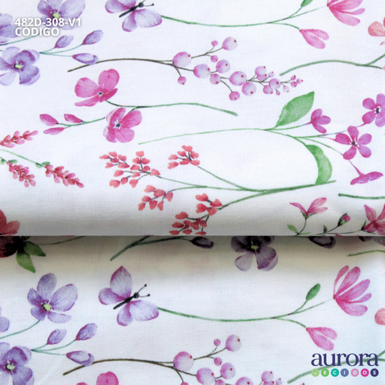 Tricoline Digital 170 fios - Flor e Borboletas