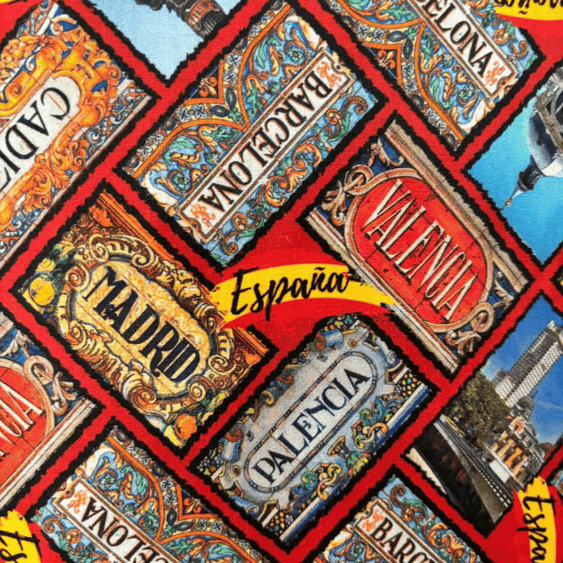 Tricoline Digital 100% Algodão - Coleção Volta ao Mundo -  Espanha Turismo