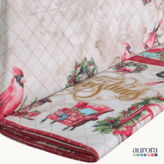 Tricoline Digital 100% Algodão - Coleção Natal 2024 - Jogo Americano + Caminho de Mesa