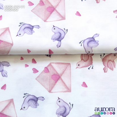 Tricoline Digital 170 fios - Cartinhas e Pássaros