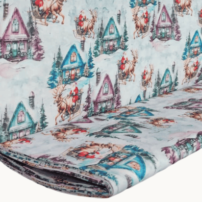 Tricoline Digital 100% Algodão - Coleção Natal - Casinhas de Natal