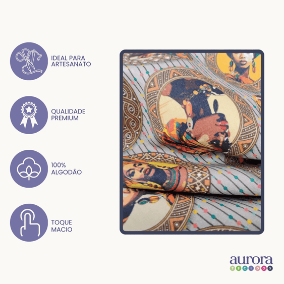 Tricoline Digital 100% Algodão - Coleção Volta ao Mundo - África I