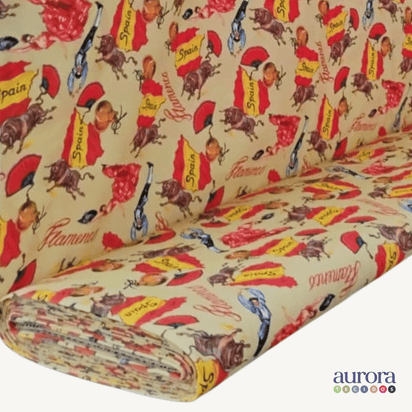 Tricoline Digital 100% Algodão - Coleção Volta ao Mundo - Espanha Cultura
