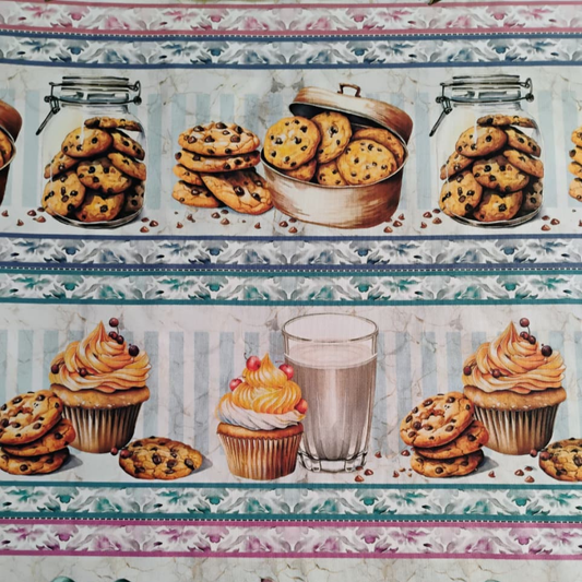 Tricoline Digital 100% Algodão - Coleção Barrado - Estampa Cookies