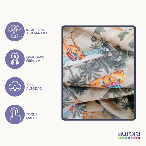 Tricoline Digital 100% Algodão - Coleção Volta ao Mundo - Egito III