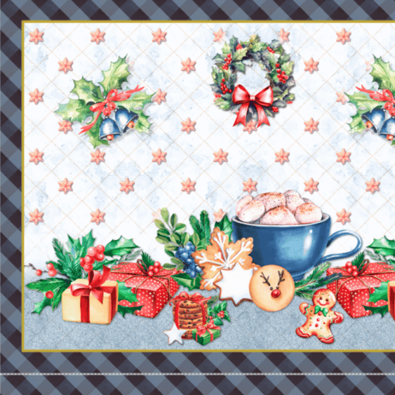 Tricoline Digital 100% Algodão - Molde Jogo Americano - Estampa Boneco de Neve