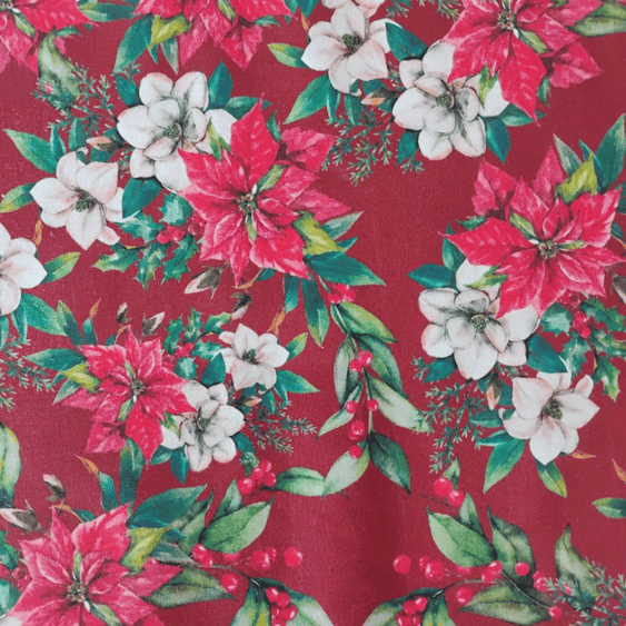 Tricoline Digital 100% Algodão - Coleção Natal Encantado - Floral Natalino