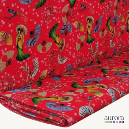 Tricoline Digital 100% Algodão - Coleção Volta ao Mundo - Japão Cultura