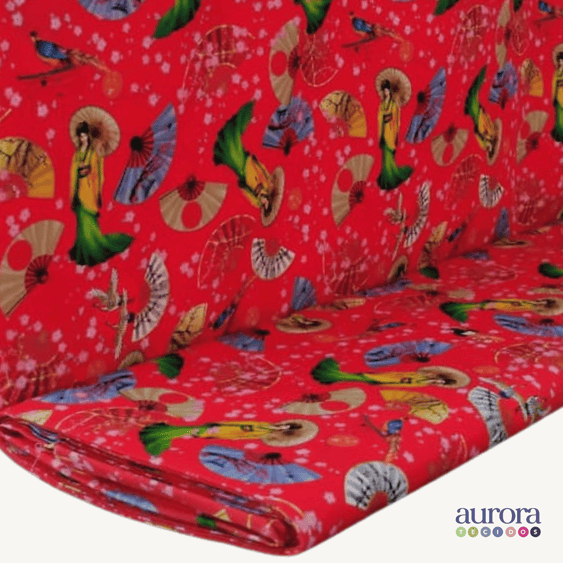 Tricoline Digital 100% Algodão - Coleção Volta ao Mundo - Japão Cultura