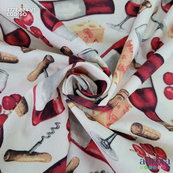 Tricoline Modena 100% Algodão - Taças e Queijo