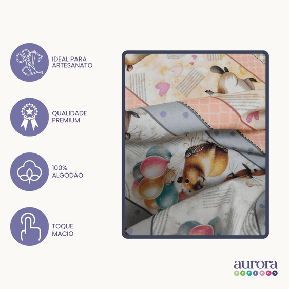 Tricoline Digital 100% Algodão - Coleção Natal - Barrado Árvore de Natal