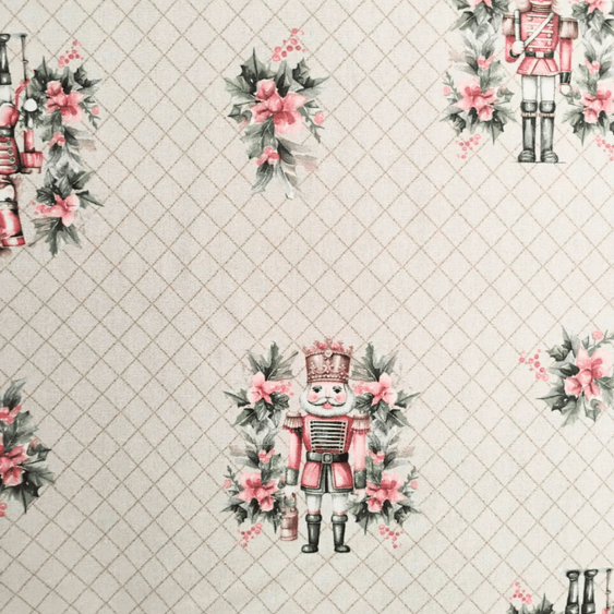 Tricoline Digital 100% Algodão - Coleção Natal - Estampa Quebra Nozes Florido