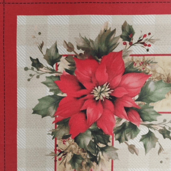 Tricoline Digital 100% Algodão - Molde Jogo Americano - Estampa Flor de Natal