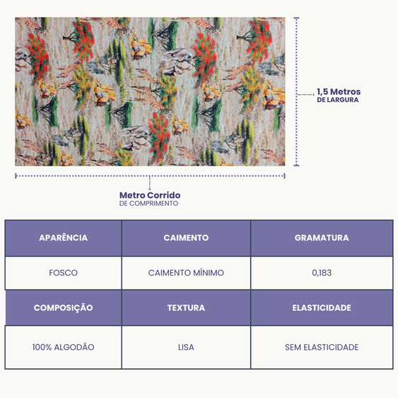 Tricoline Digital 100% Algodão - Coleção Volta ao Mundo - África V