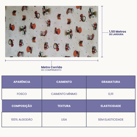 Tricoline Digital 100% Algodão -Coleção Artesanato - Estampa Sabor da Roça