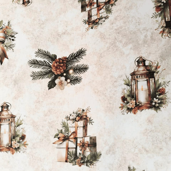 Tricoline Digital 100% Algodão - Coleção Natal -Estampa Presentes do Noel