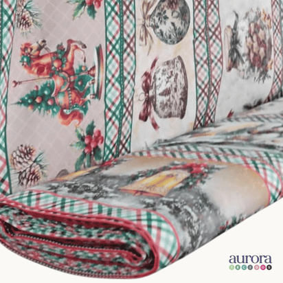 Tricoline Digital 100% Algodão - Barrados - Estampa Sinos de Natal