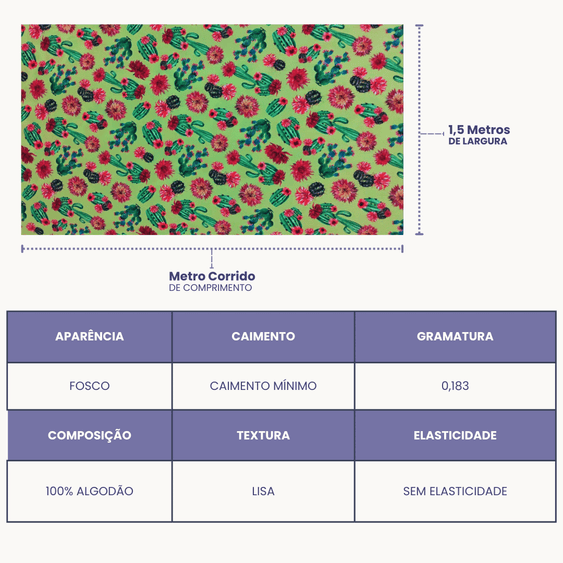 Tricoline Digital 100% Algodão - Coleção Volta ao Mundo - México Floral