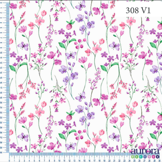 Tricoline Digital 170 fios - Flor e Borboletas