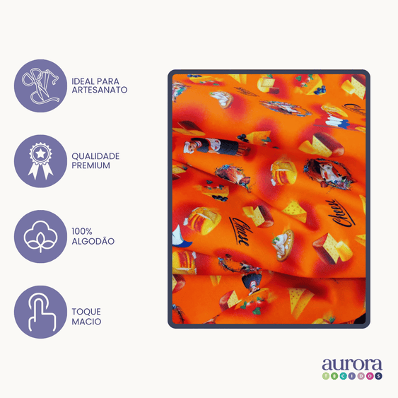 Tricoline Digital 100% Algodão - Coleção Volta ao Mundo - Holanda Comida