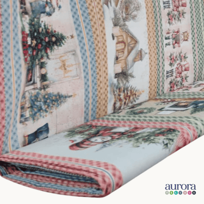 Tricoline Digital 100% Algodão - Coleção Natal - Barrado De Natal