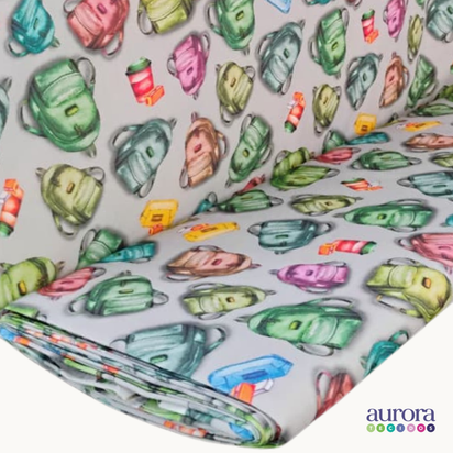 Tricoline Digital 100% Algodão - Escolar - Mochila, Estojo e Apontador