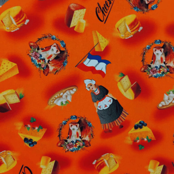 Tricoline Digital 100% Algodão - Coleção Volta ao Mundo - Holanda Comida