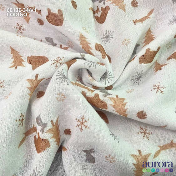 Fralda Dupla Estampada Entardecer - Bichos na Neve