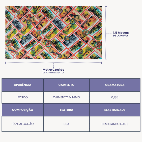 Tricoline Digital 100% Algodão - Coleção Volta ao Mundo - México Turismo