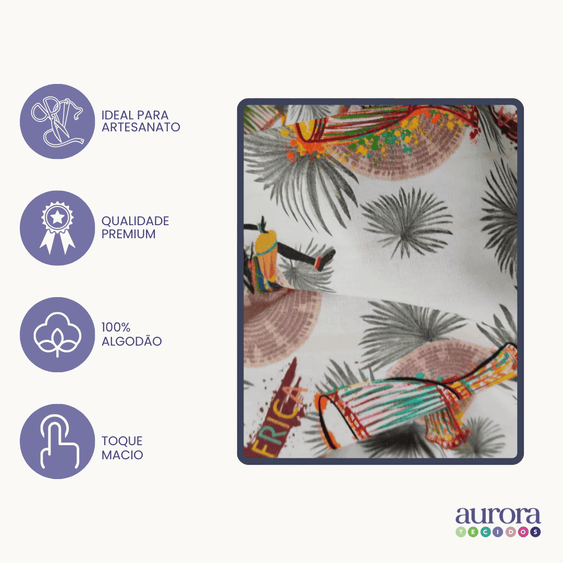 Tricoline Digital 100% Algodão - Coleção Volta ao Mundo - África III