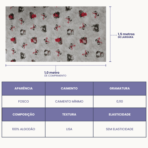 Tricoline Digital 100% Algodão - Coleção Natal - Estampa Encanto Natalino