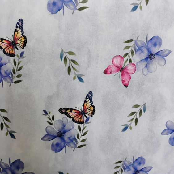 Tricoline Digital 100% Algodão -Coleção Artesanato - Estampas Borboletas ao Vento