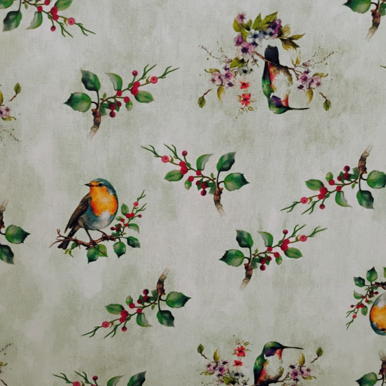 Tricoline Digital 100% Algodão - Coleção Artesanato - Estampa Ramos e Pássaros