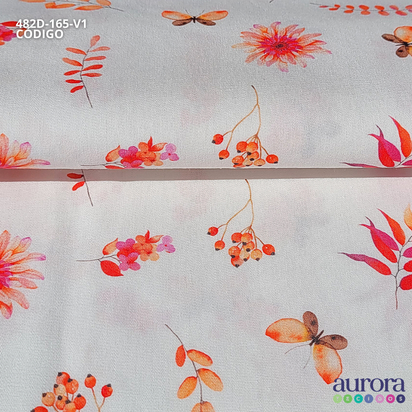 Tricoline Digital 170 fios - Boboletas e Ramos