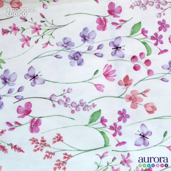 Tricoline Digital 170 fios - Flor e Borboletas