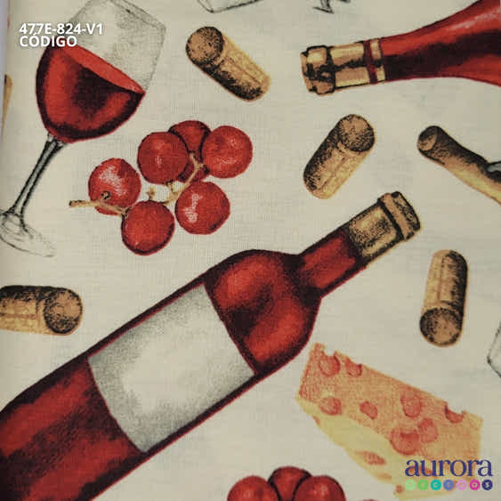 Tricoline Modena 100% Algodão - Taças e Queijo
