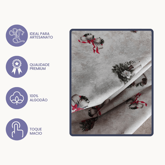 Tricoline Digital 100% Algodão - Coleção Natal - Estampa Encanto Natalino