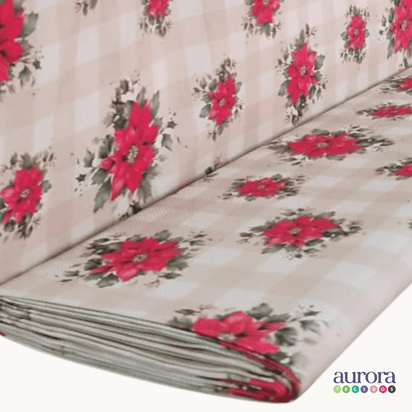 Tricoline Digital 100% Algodão - Coleção Natal - Flor de Natal