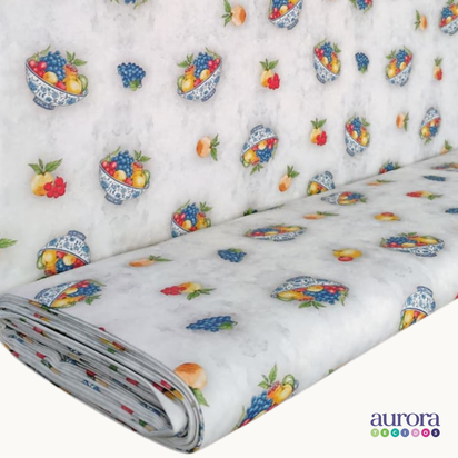 Tricoline Digital 100% Algodão - Coleção Artesanato - Estampa Fruteira