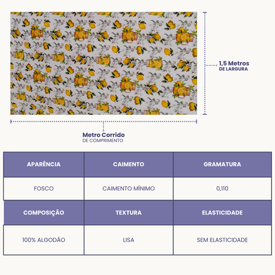 Tricoline Modena Digital 100% Algodão -  Limão Siciliano II