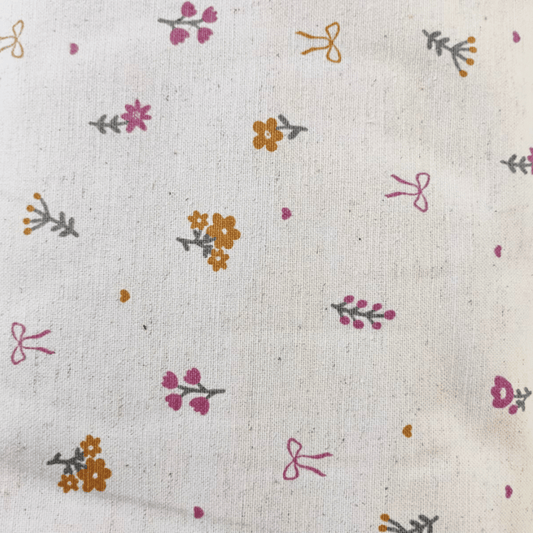 Tecido Linho com Algodão - Coleção Artesanato - Estampa Flores e Laços