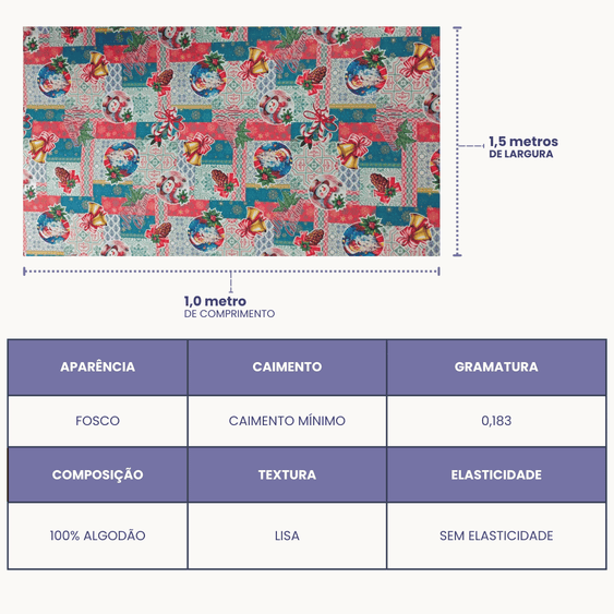 Tricoline Digital 100% Algodão - Coleção Natal - Estampa Magia do Natal