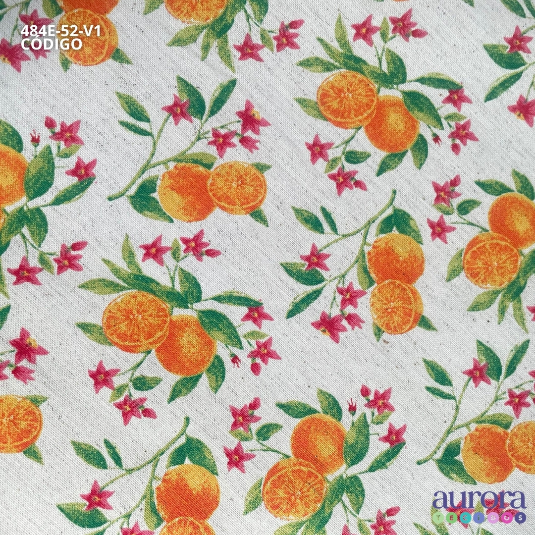 484E - Cotton Linen - Linho com Algodão - Estampa Laranjas