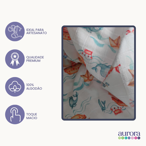 Fraldas Mini Quadriculadas com variações de  Estampas de Animais Marinhos