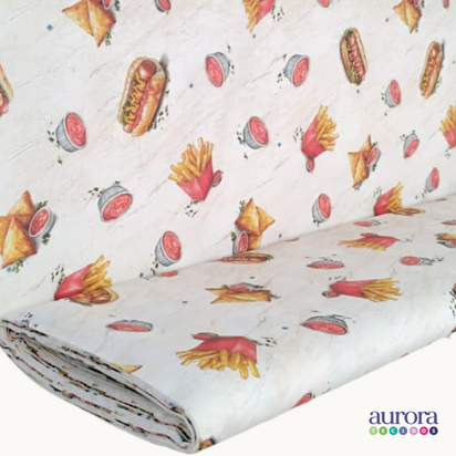 Tricoline Digital 100% Algodão - Coleção Artesanato - Estampa Sabor de Rua