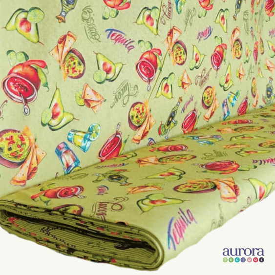 Tricoline Digital 100% Algodão - Coleção Volta ao Mundo - México Comida