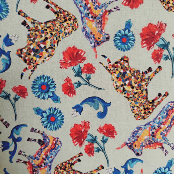 Tricoline Digital 100% Algodão - Coleção Volta ao Mundo -  Espanha Floral