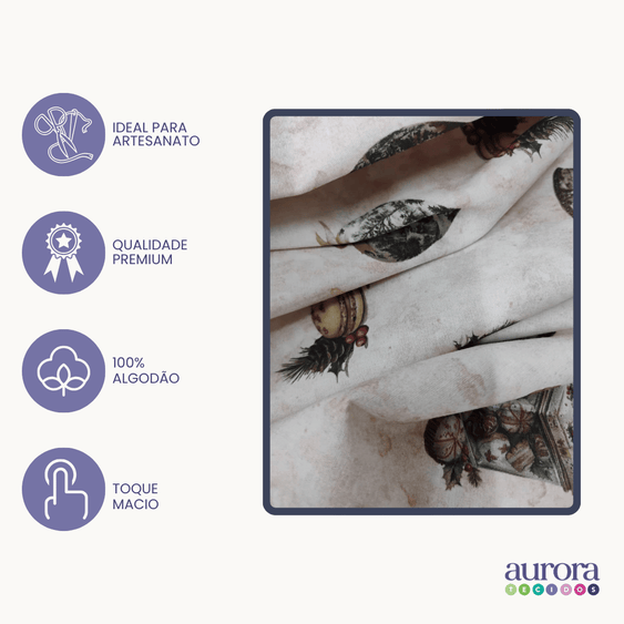 Tricoline Digital 100% Algodão - Coleção De Natal - Estampa Guloseimas Natalinas