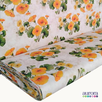 Tricoline Digital 100% Algodão - Coleção Artesanato- Estampa Flor de Outono