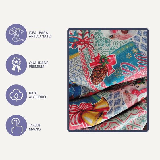 Tricoline Digital 100% Algodão - Coleção Natal - Estampa Magia do Natal